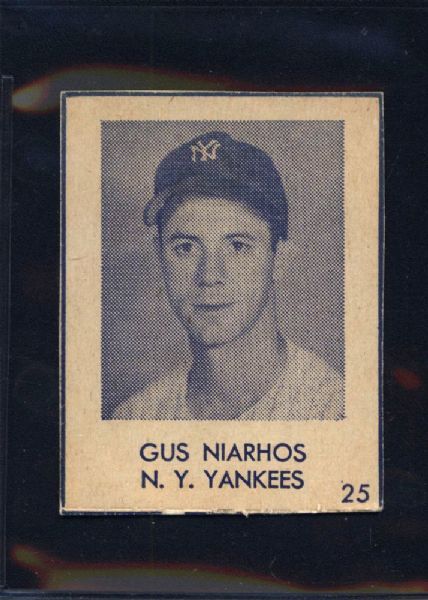 1948 Gus Niarhos (NY Yankees) Blue Tint Card