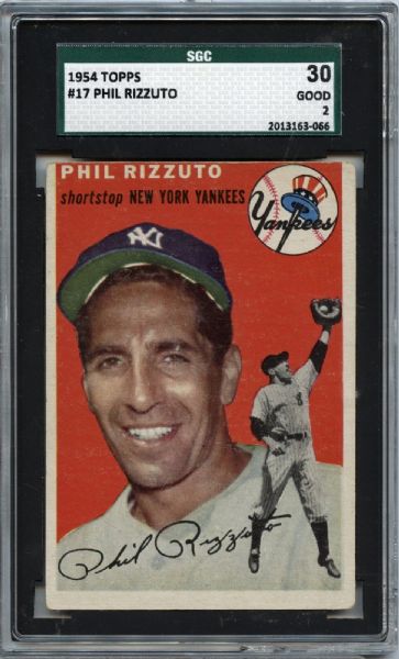 1954 Phil Rizzuto (HOF) Topps Baseball Card SGC Graded 30 
