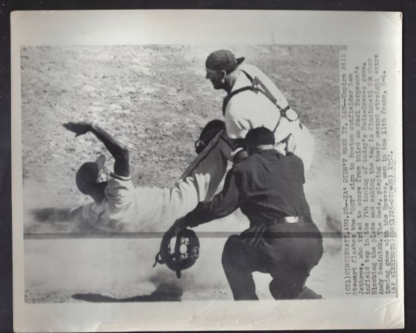 1950's Baseball Wire Photo - Sam Jethroe Out at Home Plate 