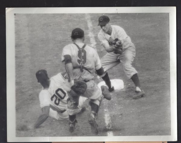 1952 Monte Irvin Attempts to Avoid Tag on Rundown Baseball Wire Photo
