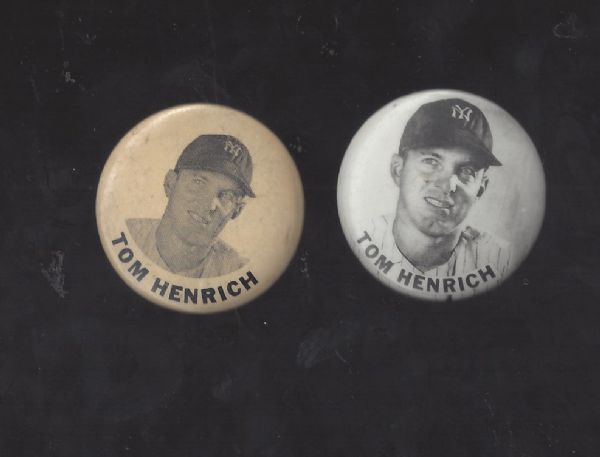 C. Late 1940's Tommy Henrich (NY Yankees) Lot of (2) PM10 Stadium Pins