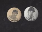 C. Late 1940s Tommy Henrich (NY Yankees) Lot of (2) PM10 Stadium Pins
