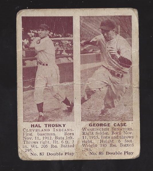 1941 Play Ball Card - Hal Trosky & George Case