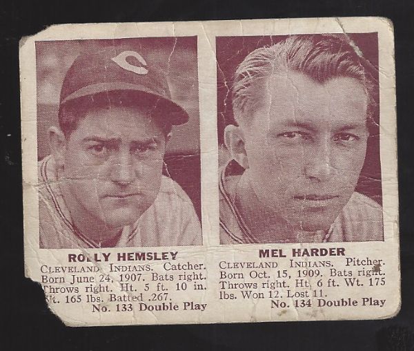 1941 Play Ball Card - Mel Harder & Rolly Hemsley