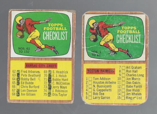 1966 Topps Football Checklists x (2)