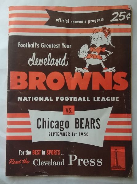 1950 Cleveland Browns (1st year in NFL) vs. Chicago Bears Pro Football Program