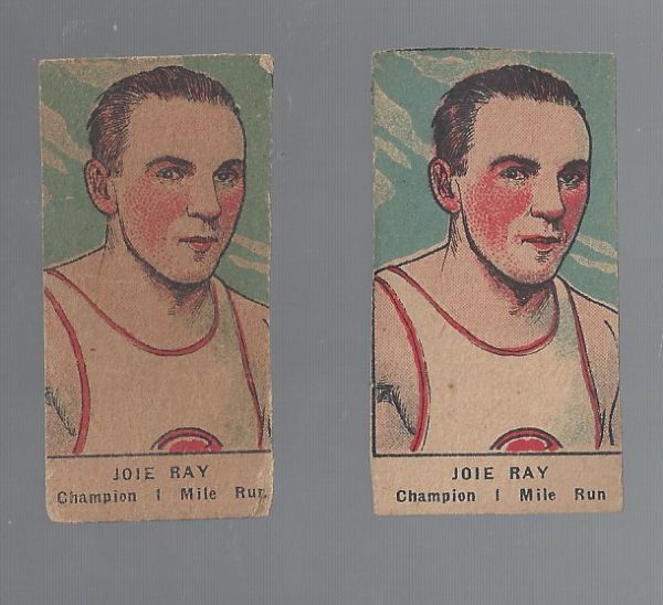 1920's Joie Ray (Mile Run) Strip Card lot of (2)