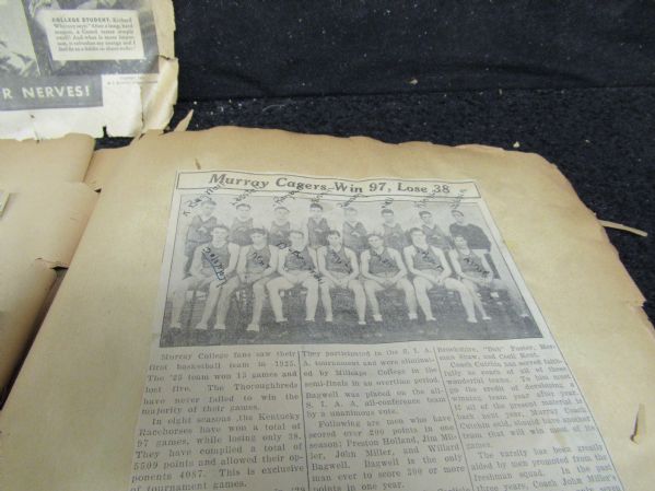 1930's Murray State (Kentucky) College Scrapbook With Some Football Artifacts