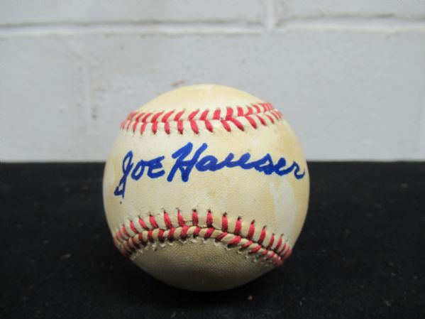 Joe Hauser (OAL) Autographed Baseball With Staining