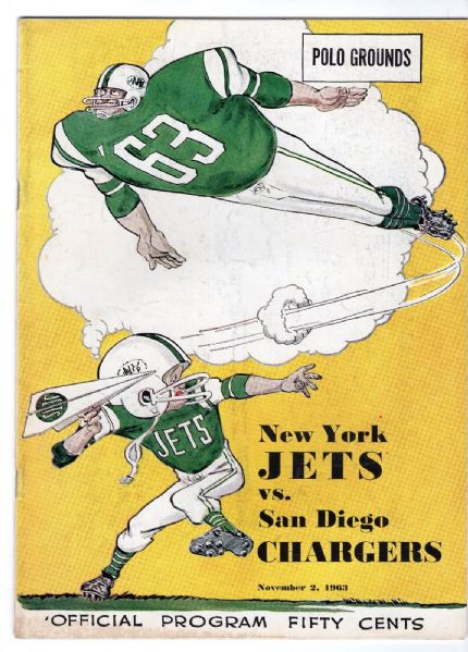 1963 NY Jets (AFL) vs. San Diego Chargers Football Program at The Polo Grounds