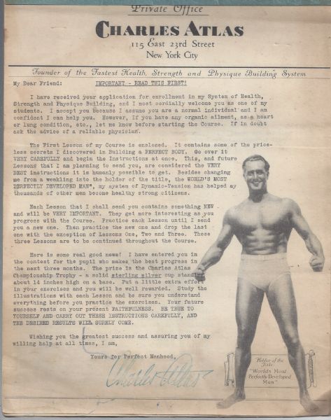C. 1950 Charles Atlas - Physical Culturist - (11) Page Instructional 