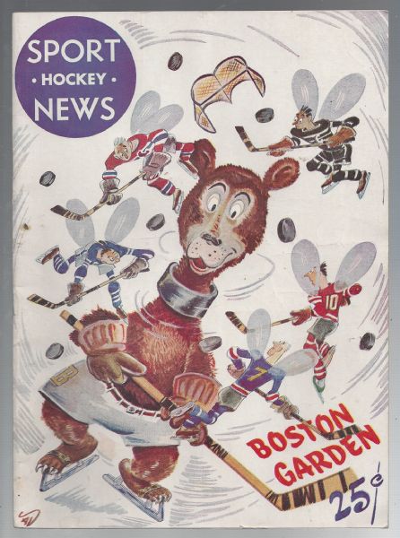 1949 Boston Bruins (NHL) vs. Montreal Canadians Hockey program at Boston Garden
