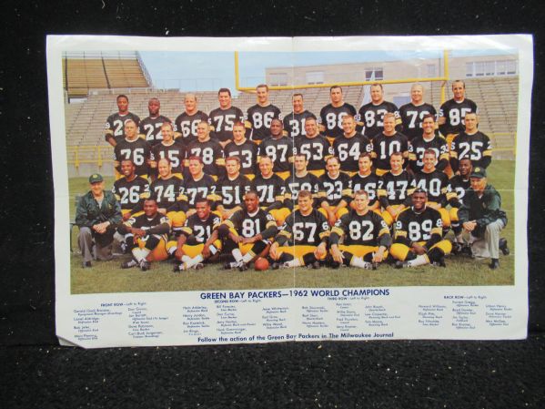 1962 Green Bay Packers (NFL) World Champions 11 x 17 Color Insert