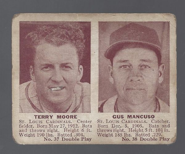 1941 Double Play Card - Terry Moore & Gus Mancuso 