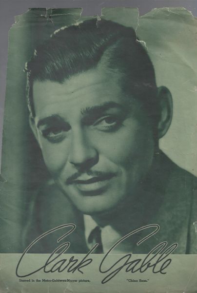 1930's Clark Gable Full Page Movie Star Poster