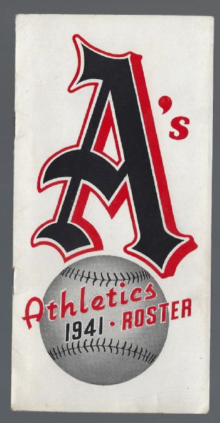 1941 Philadelphia Athletics Fold-Out Roster. 