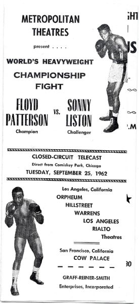 1962 Sonny Liston vs. Floyd Patterson Fold Up Program 