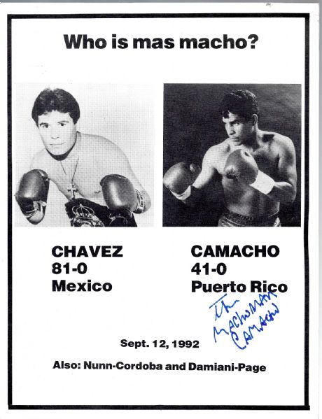 1992 Julio Cesar Chavez vs. Hector Camacho Boxing Program/Scorecard