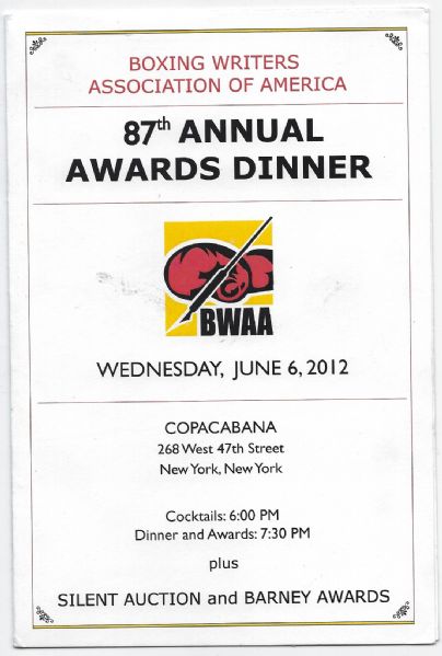 2012 Boxing Writers Association 87th Annual Awards Program