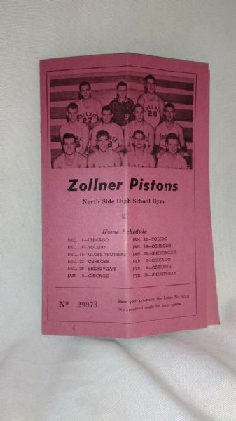 1942 Ft. Wayne Zollner Pistons (NBL) vs. Chicago Studebaker's Official Scorecard #2