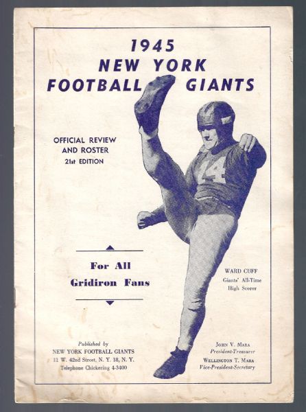 1945 NY Football Giants Official Review & Roster