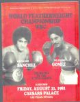 1981 World Featherweight Championship WBC - Sanchez vs. Gomez - Fight Program