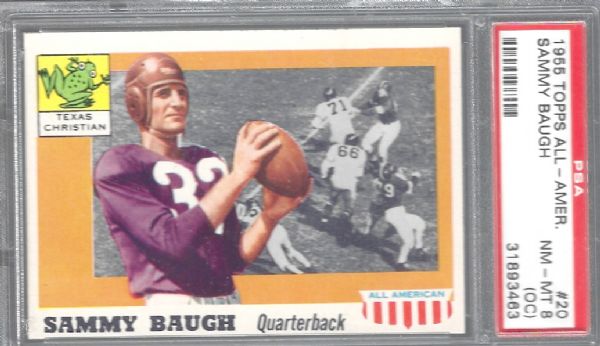 1955 Sammy Baugh (HOF) Topps All-American Card PSA Graded 8 (Off Center)