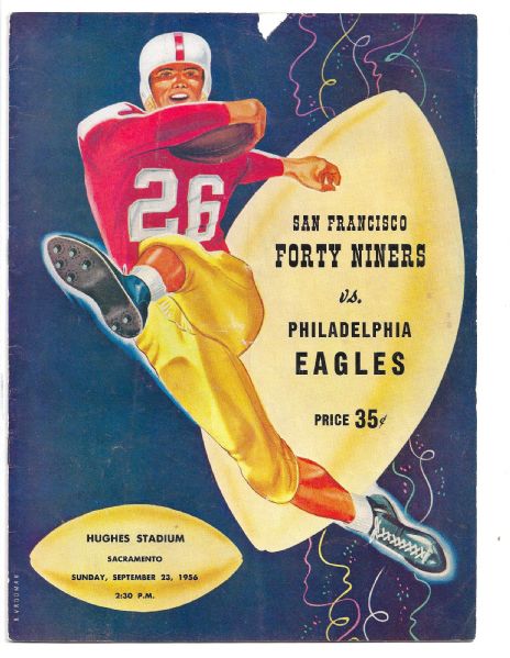 1956 SF 49'ers (NFL) vs. Philadelphia Eagles Football Program at Kezar Stadium