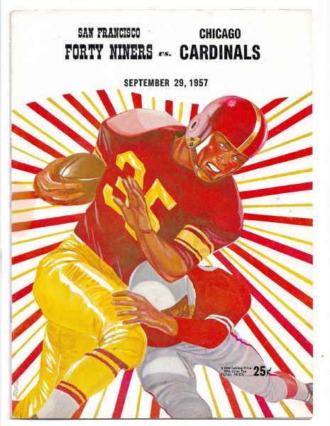1957 SF 49'ers (NFL) vs. St. Louis Cardinals Football Program at Kezar Stadium 