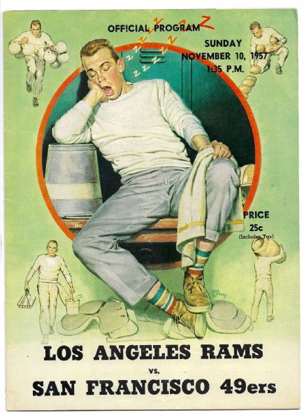 1957 LA Rams (NFL) vs. SF 49'ers Football Program at Los Angeles
