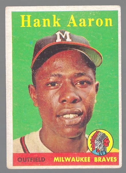 1958 Hank Aaron (HOF) Topps Baseball Card Yellow Variation 