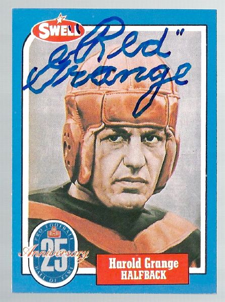 Red Grange (Pro Football - HOF) Autographed Card with Authentication 