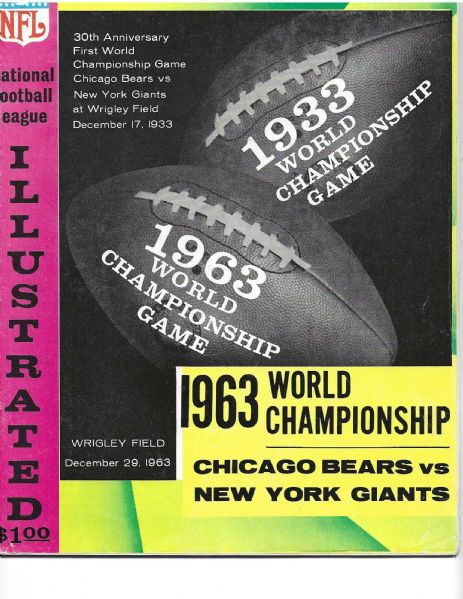 1963 NFL Championship Official Program - Bears vs. Giants