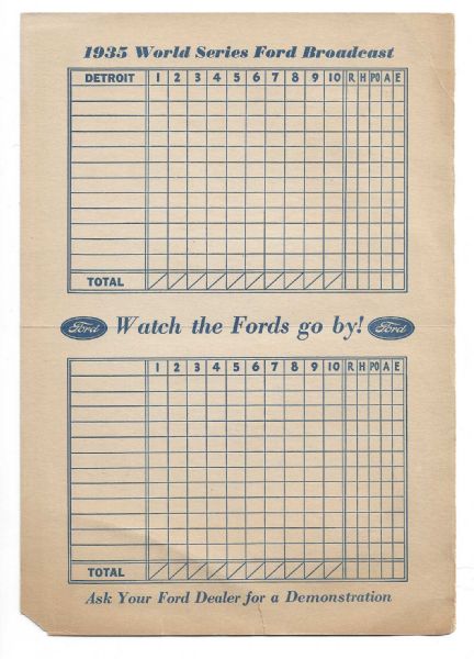1935 World Series Unofficial Scorecard - Detroit Tigers vs. Chicago Cubs