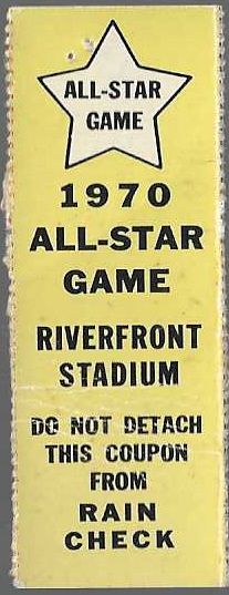 1970 MLB All-Star Game Ticket Stub at Cincinnati 