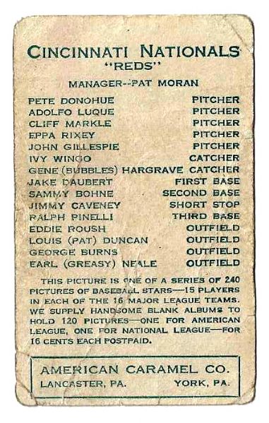 1922 Cliff Markle American Caramel Baseball Card
