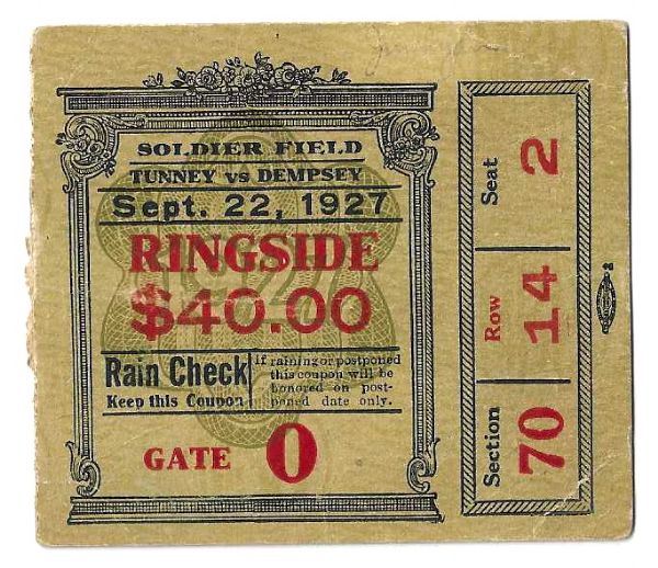 1927 Jack Dempsey vs. Gene Tunney - The Long Count - World Heavyweight Championship Boxing Ticket
