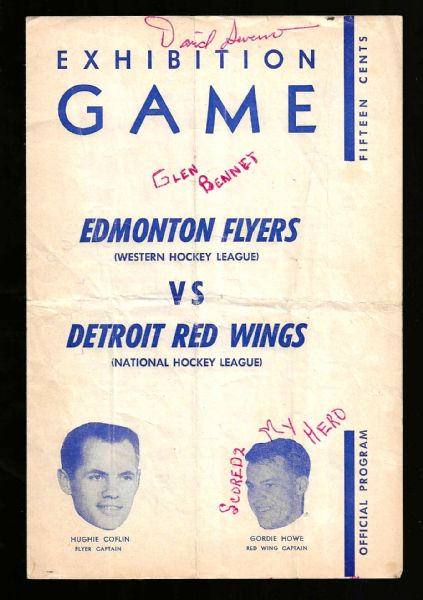 1958 Detroit Red Wings vs, Edmonton Flyers (NHL) Hockey Program