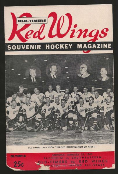 1965 Detroit Red Wings (NHL) Old Timers Day Hockey Program