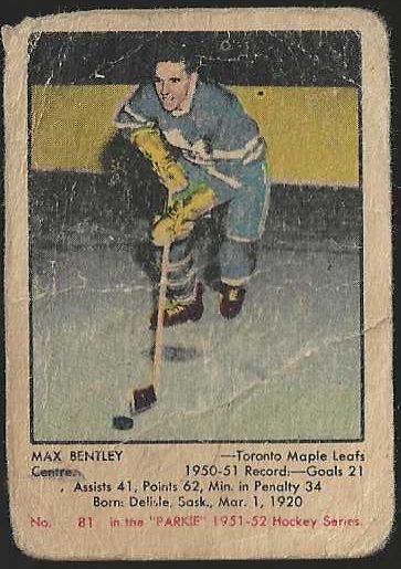 1951 Parkhurst Hockey Card