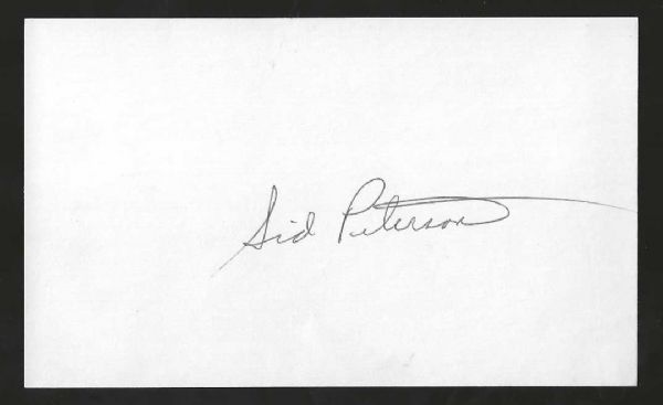 Sid Peterson - St. Louis Browns - Autographed Index Card
