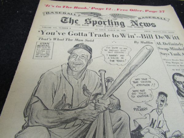 1956 Stan Musial (The Sporting News) Front Cover Willard Mullin Illustration 