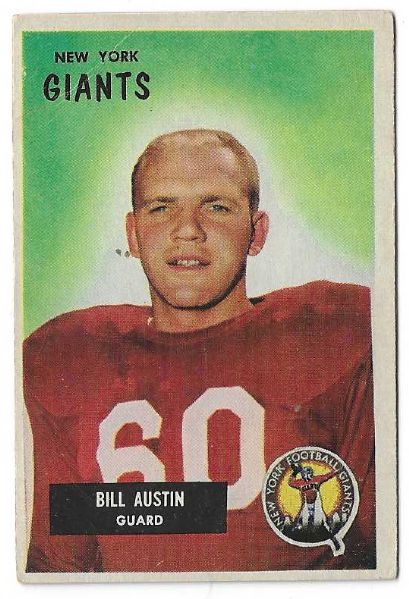 1955  Bill Austin ( NY Giants) Bowman Football Card