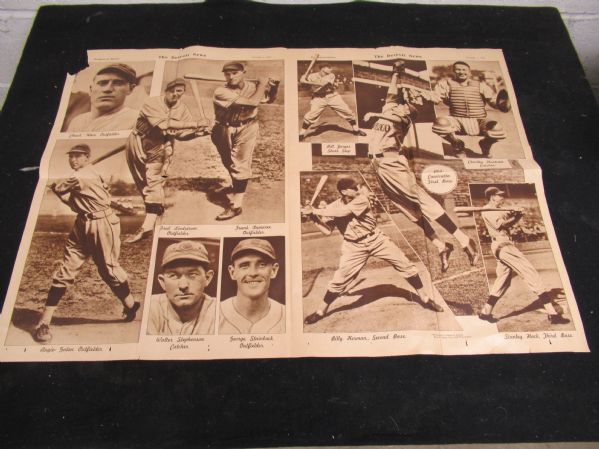 1935 World Series - Chicago Cubs Rotogravure Player Vignettes Fold Open Paper