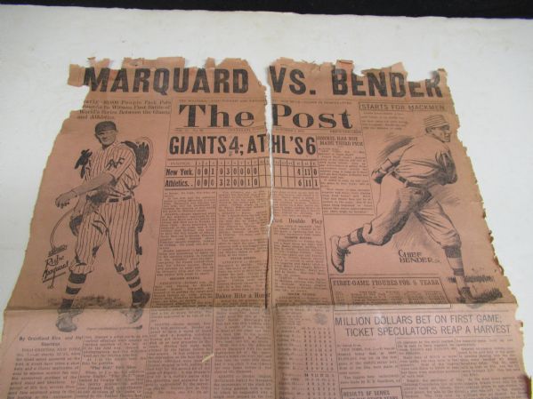 1913 World Series (Giants vs. Athletics) Cincinnati Post Paper - One Page Only