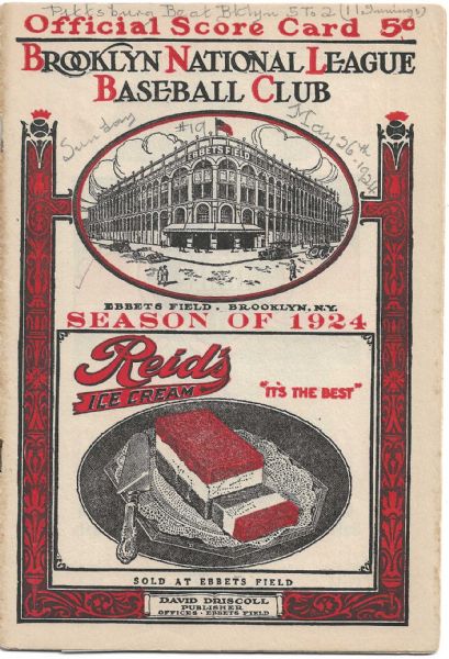 1924 Brooklyn Dodgers Official Program vs. Pittsburgh Pirates