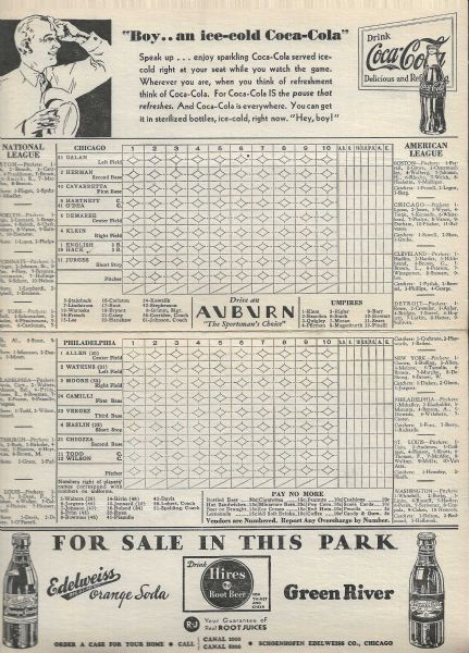 1935 Chicago Cubs vs Philadelphia Phillies Official Baseball Program