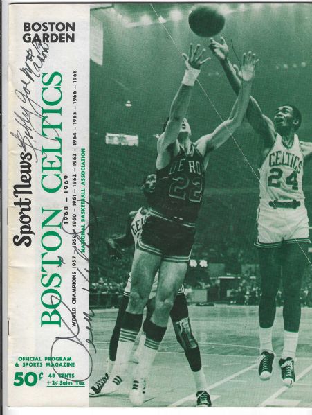 1968 Boston Celtics (NBA) Official Program vs SF Warriors with Multiple Autographs