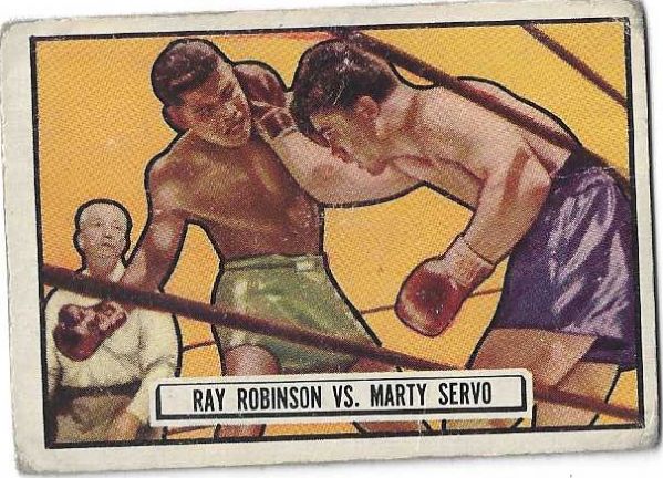 1951 Sugar Ray Robinson vs, Marty Servo Topps Ringside Boxing Card 