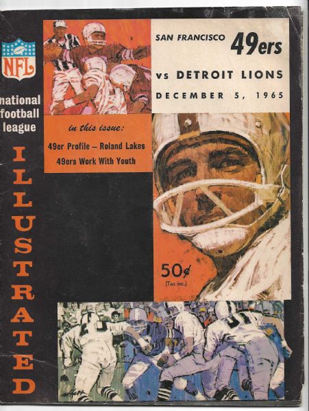 1965 SF 49'ers (NFL) vs. Detroit Lions Pro Football Program